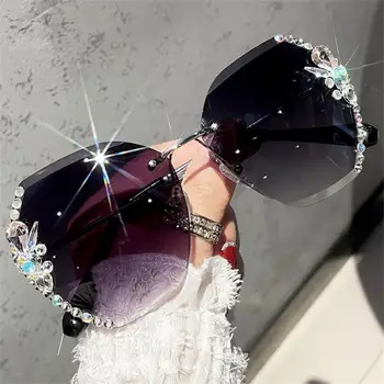 Женские солнцезащитные очки с бриллиантами, универсальное использование в разных сценах, практичные аксессуары для очков, солнцезащитные очки для вечеринок, Безрамные повседневные очки