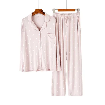 Новый Весенне-осенний Брючный пижамный костюм с длинными рукавами Sweet Girl Pink, Модальная Женская пижама Sleewpear с героями мультфильмов, Повседневная домашняя одежда