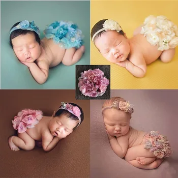 Одежда для фотосъемки новорожденных, повязка для фотосъемки месячного ребенка, круглая подушка с цветочным рисунком, реквизит для фотосъемки, аксессуары