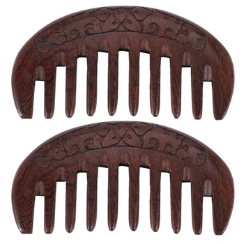 2X Деревянная расческа Деревянная расческа для волос натуральная расческа-Антистатический массаж через расческу (зуб с широким цветком)