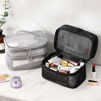 Женская прозрачная сетка, идеально подходящая для косметики, набор для макияжа и туалетных принадлежностей для путешествий, Успешная распродажа, сумка-органайзер для макияжа