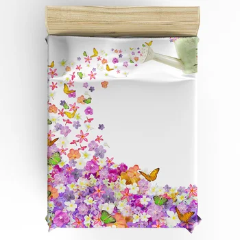 Чайник с цветами-бабочками, Акварель, постельное белье на заказ, простыня наматрасник с эластичной домашней двуспальной простыней