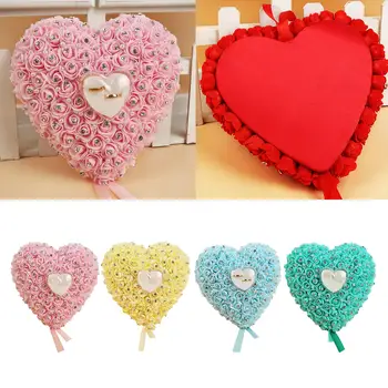 Романтическая свадебная подушка в форме сердца, прочный с лентой, жемчужный держатель для подушки, подарок для карнавальных свадебных подарков