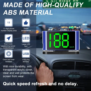 Автомобильный цифровой GPS спидометр Большой шрифт Цифровой измеритель скорости GPS Детектор скорости высокой четкости Подключи и играй для автомобиля Автомобильные аксессуары