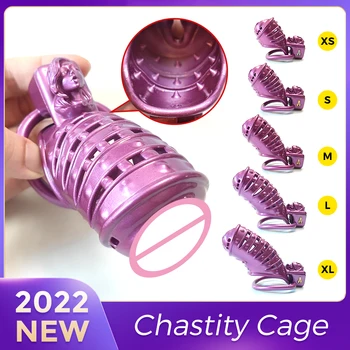 Устройства для вагинального целомудрия с шипастой киской, Фиолетовое мужское рабское кольцо для пениса, секс-игрушка в клетку для члена для мужчин