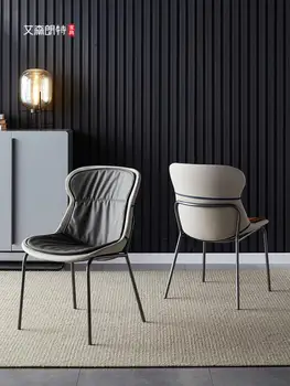 Обеденный стул home Nordic light, роскошная ресторанная спинка, современный минималистичный стол для макияжа, дизайнерский обеденный стол для кафе из кожи и