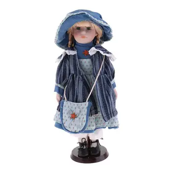 16-дюймовая фарфоровая кукла с одеждой и деревянной подставкой для домашнего декора дисплея