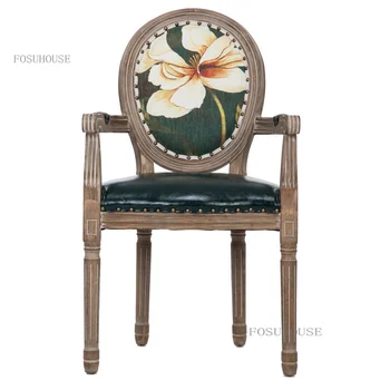 Европейские Деревянные обеденные стулья в стиле ретро, кухонный Американский Бытовой обеденный стул со спинкой, Кресло для отдыха, Кухонное кресло U B