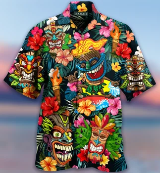 2022, Свободные, дышащие, с 3D-принтом, Модные, крутые Гавайские рубашки, Топы для пляжных вечеринок, Летние мужские рубашки с короткими рукавами