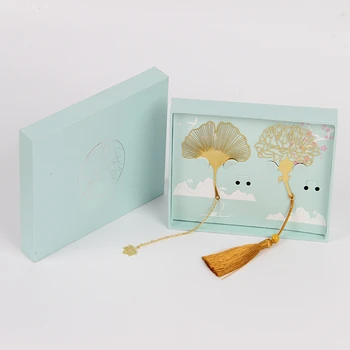 Металлическая закладка в китайском стиле, Винтажный креативный лист, вена, Полый кленовый лист, абрикосовый лист с бахромой, закладки в виде подарков