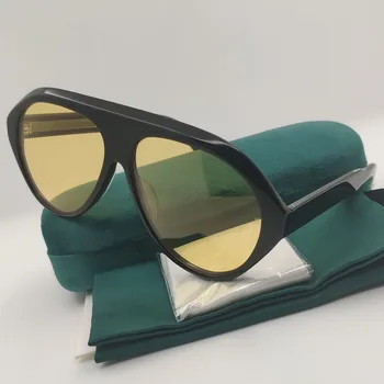 Овальные Ацетатные Черные Ретро Солнцезащитные очки для квадратных Женщин, мужчин, вечеринок, Брендовых дизайнерских футуристических Винтажных солнцезащитных очков для женщин