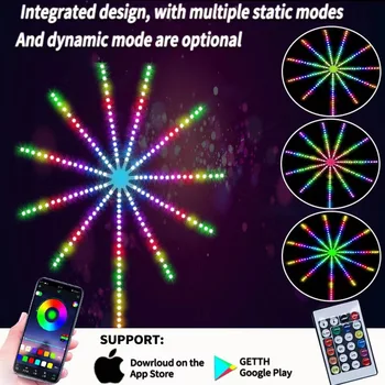 RGBIC Фейерверк Светодиодные Ленты Огни Bluetooth Приложение Управление Музыкой Синхронизация Звука DC 5V USB Лампа для Вечеринки Настенный Декор Dream Color Рождество