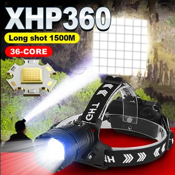 Супер XHP360 Мощный Светодиодный Налобный фонарь USB Перезаряжаемые Налобные Фонари Высокой Мощности Головной Фонарик XHP199 Фара 18650 Кемпинг Фонарь