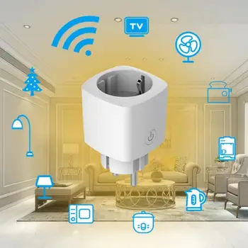 Wi-Fi Smart EU UK Вилка с розеткой, дистанционное управление от Alexa Google Яндекс Алиса, Ваттметр энергопотребления, монитор счетчика