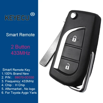 KEYECU Smart Remote Брелок Для Ключей 890700D330 89070-0D330 433 МГц H Чип 2 Кнопки для Toyota Aygo Yaris 2014 2015 2016