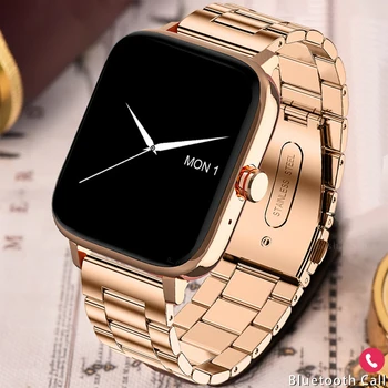 Умные часы для женщин с пользовательским циферблатом, умные часы для мужчин Android IOS, водонепроницаемые часы с Bluetooth, часы-браслет с полным касанием, мужские часы