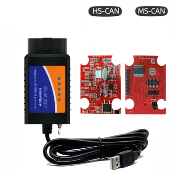 Новейший USB-переключатель ELM327 V1.5 С ДВОЙНЫМ Чипом PIC18F25K80 и CH340 Для HS MS CAN ELM 327 Code Reader Инструменты Диагностического Сканера