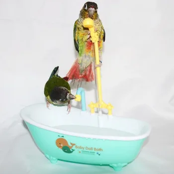 Пластиковый синий Бытовой Прочный Птичий душ Ванна для купания Аксессуары для птиц Кормушка для птиц Миска для попугая Автоматическая ванна