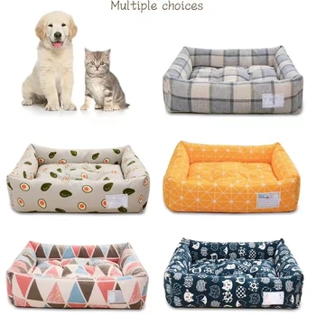 Квадратная решетчатая кровать для собак, Удобная кровать для домашних животных, кошачье гнездо, Двусторонний удобный ватный тампон, Спальный мешок для большой маленькой кошки