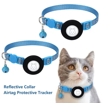 Ошейник для защиты от потери кошки, Водонепроницаемое светоотражающее ожерелье для домашних котенков, защитный трекер с колокольчиком, аксессуары для кошек