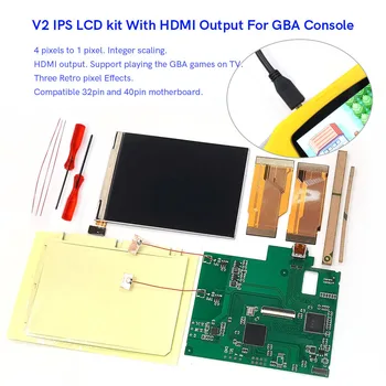 Новый комплект ЖК-дисплея V2 IPS с 10 уровнями яркости и Выходом, совместимым с HDMI, Ретро-пиксельный Мод подсветки Для консоли Gameboy Advance
