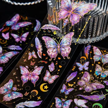 3шт Dream Crystal Butterfly Декоративная наклейка с золотым тиснением в стиле ретро, этикетка для материалов для скрапбукинга, сделай сам, дневник, альбом, планировщик журналов