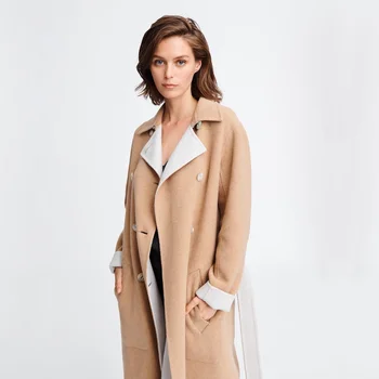 Мягкая ~ Нью-Йоркский дизайнер RB Итальянская шерстяная Двусторонняя одежда, Высококачественное двубортное пальто ручной работы