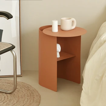 Простая в скандинавском стиле прикроватная тумбочка из кованого железа в комплекте, современный прикроватный столик для спальни, легкий роскошный стеллаж для хранения, диван-журнальный столик