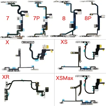 Регулятор громкости питания Кнопка отключения звука Гибкий кабель с кронштейнами для iPhone 7 7P 8 Plus X XR XS Max Запасные части
