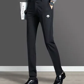 Высококачественные Мужские брюки для гольфа с Вышитым Логотипом, Деловые Повседневные брюки, Обтягивающие, Прямые, Стрейчевые, Весенние И Осенние модели 2023 года