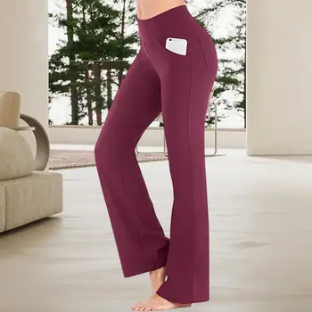Женские спортивные брюки с эластичной резинкой на талии, широкие женские брюки с контролем живота, Дышащие Женские брюки для йоги с высокой талией, женская одежда