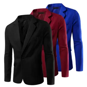 Отличный весенний пиджак с длинным рукавом, однотонный кардиган Colorfast, весенний пиджак, мужской блейзер с лацканами