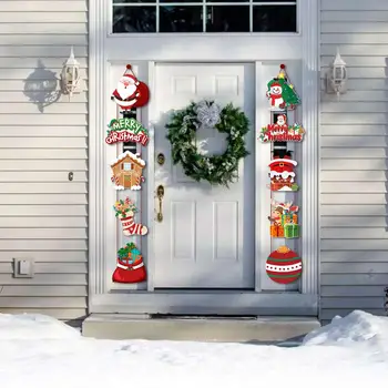 Украшение для подвешивания снеговика на двери, Причудливые рождественские украшения для двустиший на двери, Снеговик с оленями Санта-Клауса для праздника, для веселья