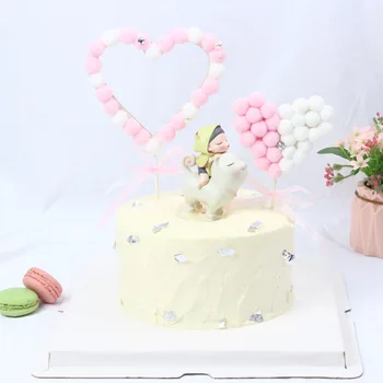 декор топпера для торта в виде сердца из 3шт, розовые, синие, с днем рождения, топперы для кексов, украшение свадебного торта в виде душа ребенка