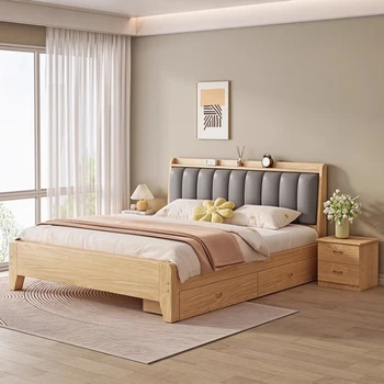 Кровати Nordic Beauty King Size для гостиной, Двуспальные кровати для хранения древесины, кровати для взрослых, Роскошная Дешевая мебель для дома Camas Dormitorio