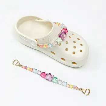 Цепочка для обуви Crocs, роскошные разноцветные подвески для обуви с жемчугом, украшение для обуви для взрослых и детей, съемное для повторного использования, аксессуары Croc