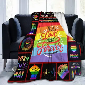 Пледы ЛГБТ Гей Прайд Лесбиянка Радужное фланелевое одеяло для дивана Диванные одеяла Большие постельные принадлежности Подарки на Рождество Новый год