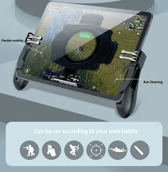 Шестипальцевый Мобильный Контроллер PUBG Для Планшета iPad Игровой Джойстик Trigger L1R1 Shoot Fire Кнопка Прицеливания Ручка Геймпада Для Call Of Duty