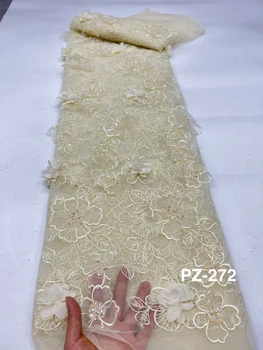 Высококачественные 3D цветы, роскошные бусины, кружево, новейшая Нигерийская вышивка, блестки, французский тюль, сетчатая кружевная ткань для свадебного платья