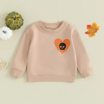 Citgeett / Осенняя детская толстовка на Хэллоуин для маленьких девочек, пуловеры с длинными рукавами и принтом в виде сердца, топы, милая осенняя одежда