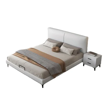 Современные роскошные Кожаные двуспальные кровати размера 
