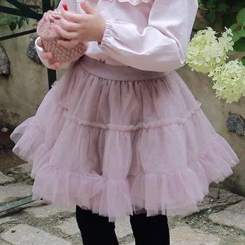 Детская юбка-пачка 2023, Осень, Новый Модный Корейский стиль, Пышная Мягкая Повседневная Простая Однотонная юбка принцессы для милых девочек