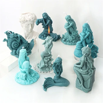 3D Форма для свечи в виде морской раковины, Русалки, инструмент для изготовления гипсовой штукатурки для украшения смолой