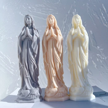 Силиконовая форма для свечи в виде статуи Девы Марии Католические Статуэтки Пресвятой Девы Матери Марии Форма для свечи в виде Богоматери Лурдской