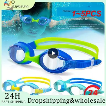 1 ~ 5ШТ Профессиональных красочных детских силиконовых очков для плавания, противотуманные УФ-очки для плавания, водонепроницаемые силиконовые очки для плавания