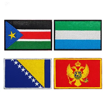 Босния Сьерра-Леоне Шляпа Значок на рюкзаке Южный Судан Вышивка Нашивки с крючками и петлями Национальный флаг Черногории Тканевые наклейки Аппликации