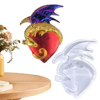 Силиконовая форма Love Dragon, полу-3D Форма для литья крыльев Летающего дракона в форме сердца, силиконовая форма для мыловарения в виде свечей в виде животных