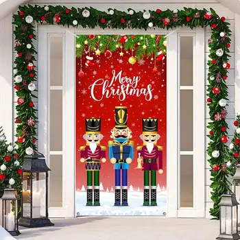 Рождественский Фон Баннер Тонкой Работы Дверные Занавески с принтом Санта-Клауса для праздничного украшения дома