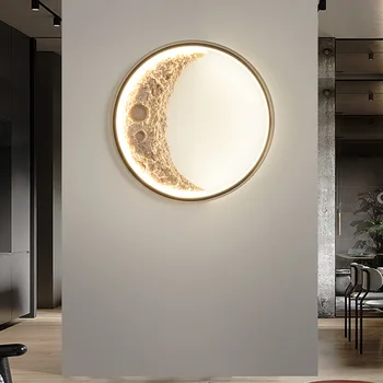 Настенное изображение со светодиодной подсветкой Moon Креативный дизайн 3D-изображение Настенный светильник Декор прихожей гостиной Настенный светильник для освещения фотографий