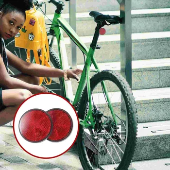 2 Шт Пластиковый круглый светоотражающий предупреждающий отражатель Подходит для автомобилей, мотоциклов, квадроциклов, байков (красный)